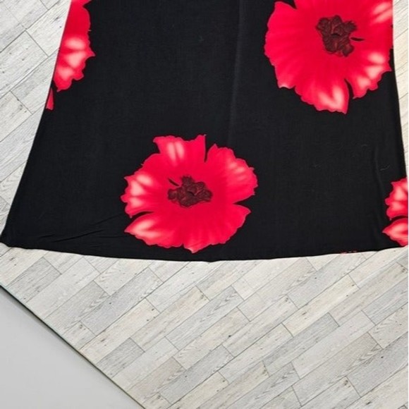 Pretty Woman Black/Red Flower Trapez Dress, Women's Size 2XL Made in USA - Picture 3 of 5